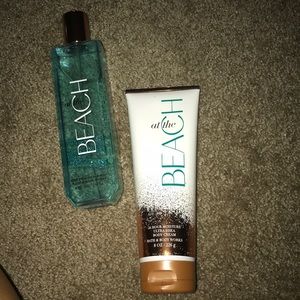 At the beach lotion and spray!